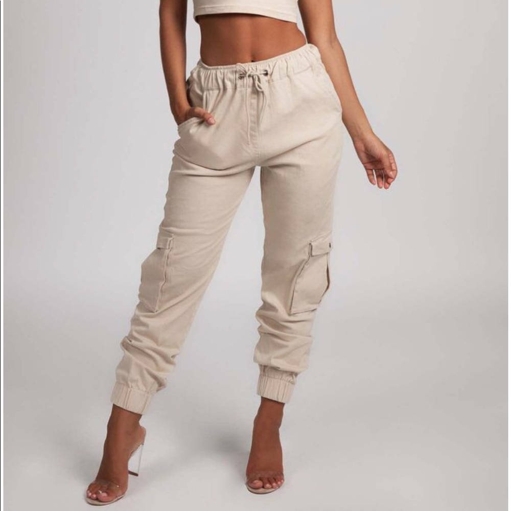 SIDE POCKET CARGO JOGGERS - SAND